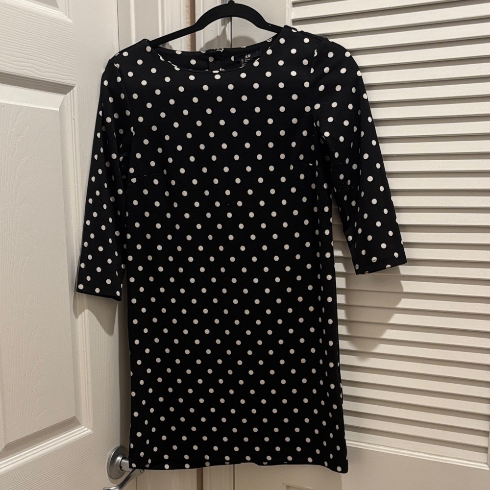 H&M Black Dress with White Polka Dots